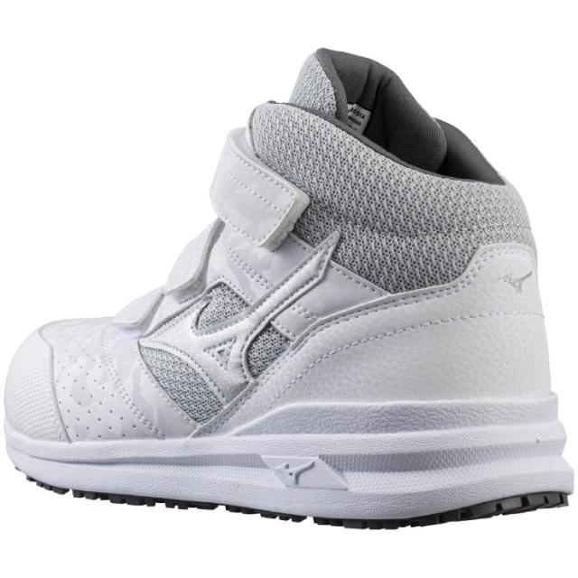 mizuno ワークシューズ ALMIGHTY LSII21M 22.5cm ホワイト×シルバー F1GA220001225 ミズノ 安全靴 プロテクティブスニーカー 軽量 クッション性と安定性 耐滑性 通気性 丈夫 再帰反射 3本ﾍﾞﾙﾄ JSAA A種 人工皮革製 運輸業 建築業 mizuno