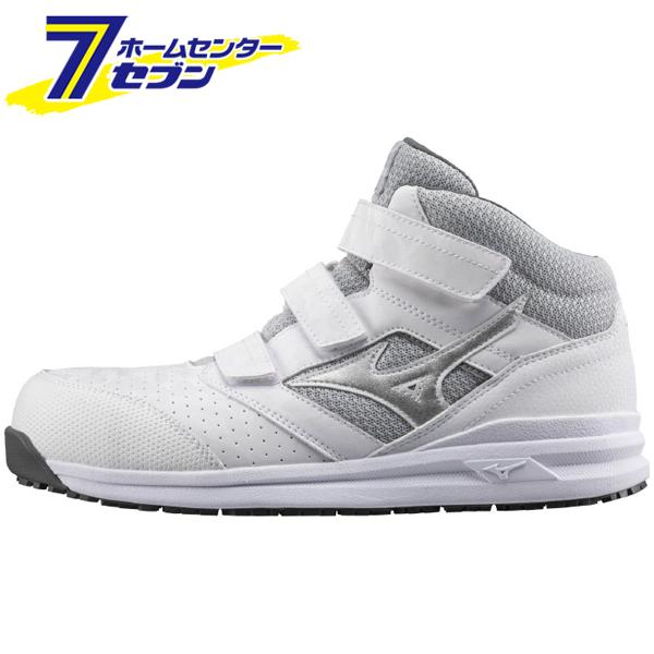 mizuno ワークシューズ ALMIGHTY LSII21M 24.0cm ホワイト×シルバー F1GA220001240 ミズノ 安全靴 プロテクティブスニーカー 軽量 クッション性と安定性 耐滑性 通気性 丈夫 再帰反射 3本ﾍﾞﾙﾄ JSAA A種 人工皮革製 運輸業 建築業 mizuno