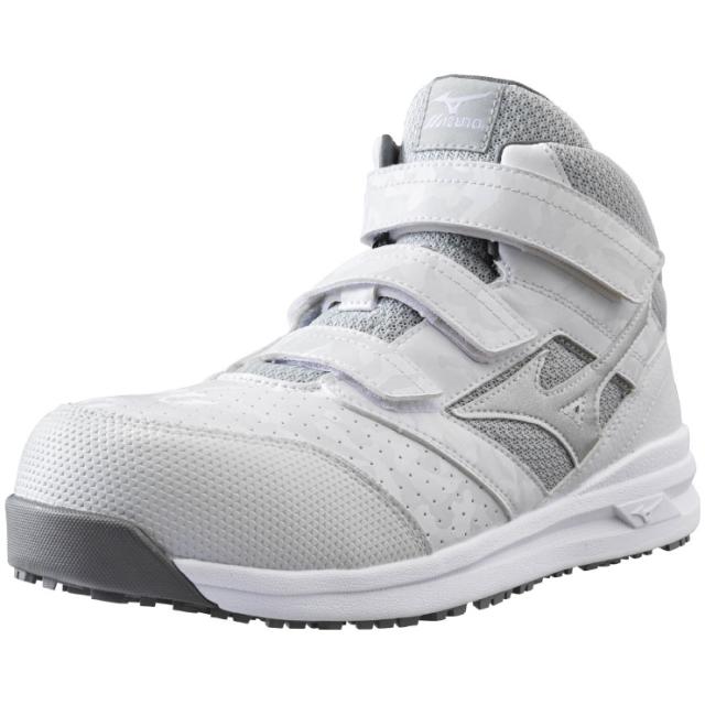 mizuno ワークシューズ ALMIGHTY LSII21M 29.0cm ホワイト×シルバー F1GA220001290 ミズノ 安全靴 プロテクティブスニーカー 軽量 クッション性と安定性 耐滑性 通気性 丈夫 再帰反射 3本ﾍﾞﾙﾄ JSAA A種 人工皮革製 運輸業 建築業 mizuno