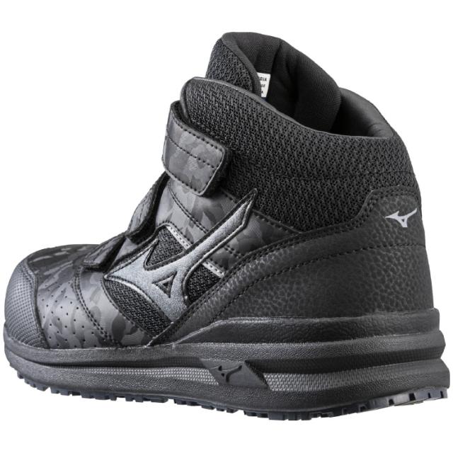 mizuno ワークシューズ ALMIGHTY LSII21M 26.0cm ブラック×ダークシルバー F1GA220009260 ミズノ 安全靴 プロテクティブスニーカー 軽量 クッション性と安定性 耐滑性 通気性 丈夫 再帰反射 3本ﾍﾞﾙﾄ JSAA A種 人工皮革製 運輸業 建築業 mizuno