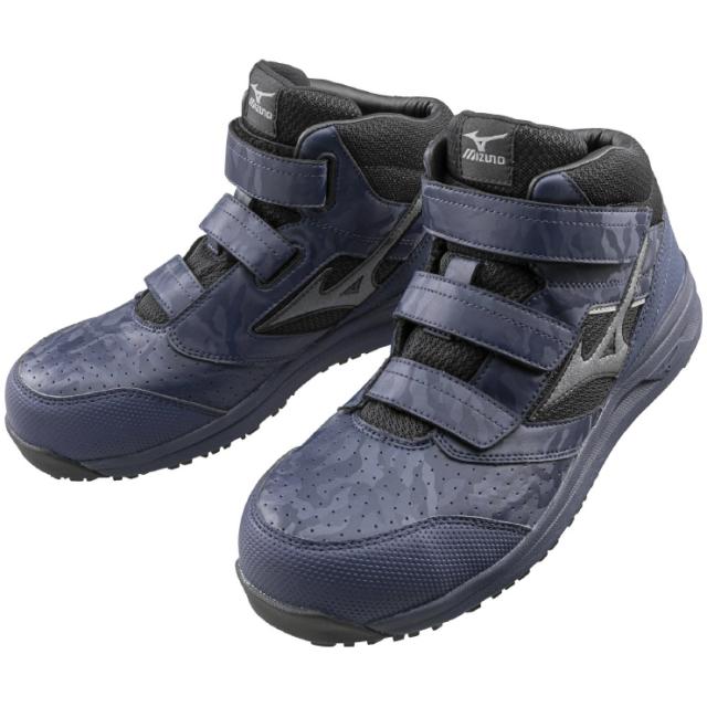 mizuno ワークシューズ ALMIGHTY LSII21M 27.0cm ネイビー×ダークシルバー F1GA220014270 ミズノ 安全靴 プロテクティブスニーカー 軽量 クッション性と安定性 耐滑性 通気性 丈夫 再帰反射 3本ﾍﾞﾙﾄ JSAA A種 人工皮革製 運輸業 建築業 mizuno