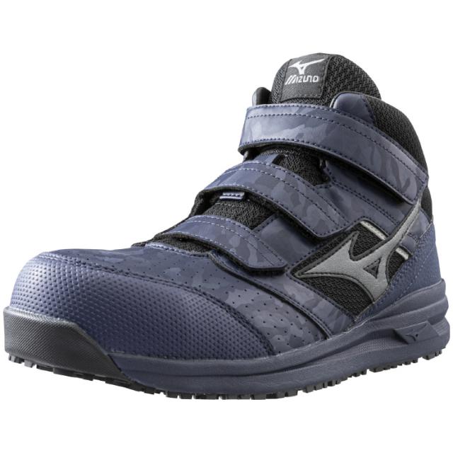 mizuno ワークシューズ ALMIGHTY LSII21M 28.0cm ネイビー×ダークシルバー F1GA220014280 ミズノ 安全靴 プロテクティブスニーカー 軽量 クッション性と安定性 耐滑性 通気性 丈夫 再帰反射 3本ﾍﾞﾙﾄ JSAA A種 人工皮革製 運輸業 建築業 mizuno