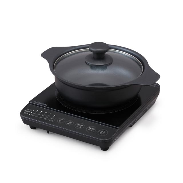 IHコンロ 鍋セット 1000W ブラック IHKP-T39220-B アイリスオーヤマ [専用鍋 IH対応鍋 1口 IHコンロ IH調理器 卓上 低温調理 保温 クッキングヒーター IH コンロ お鍋 揚げ物 コンパクト 室内用 一人暮らし 新生活]