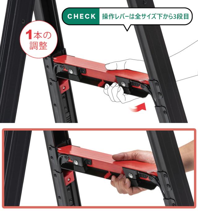 脚立 4段 上部操作式 伸縮脚付 はしご兼用脚立 約120cm アルミ GUD120X 