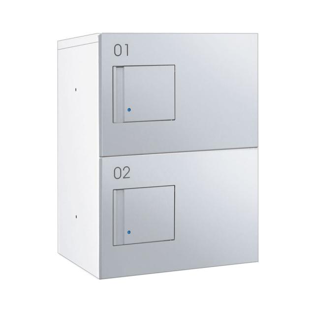 宅配ボックス プッシュ錠タイプ 標準扉 (ホワイト/シルバーメタリック) TBX-F1SS-WM 商品単品販売 tbx-f1ss-wm ダイケン [宅配BOX 完成品 2段仕様 SSボックス 80サイズ荷物対応 DAIKEN 白 銀]