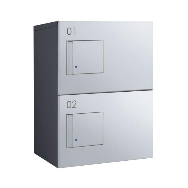 宅配ボックス プッシュ錠タイプ 標準扉 (ダークグレー/シルバーメタリック) TBX-F1SS-GM  商品単品販売 tbx-f1ss-gm ダイケン [宅配BOX 完成品 2段仕様 SSボックス 80サイズ荷物対応 DAIKEN グレー 銀]の通販は 44,220円