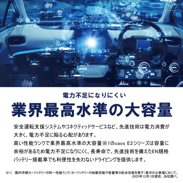 caos カオス バッテリー N-370LN2/E2 パナソニック 正規品 カーバッテリー 【ブルーバッテリー安心サポート付】 EN E2シリーズ N-370LN2/E2 [EN規格バッテリー搭載車用 CAOS panasonic カー用品 車用バッテリー パナソニック]_3