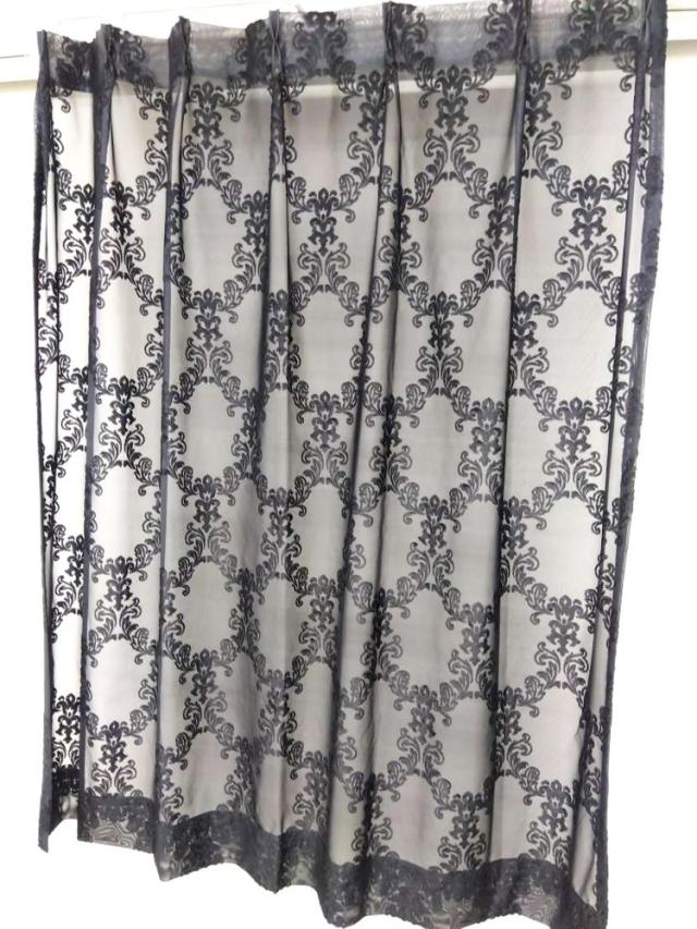ジャガード レースカーテン ブラック 150×253cm 1枚組 日本製  [ダマスク オーナメント柄 寝室 リビング クレアール]の通販は 4,858円