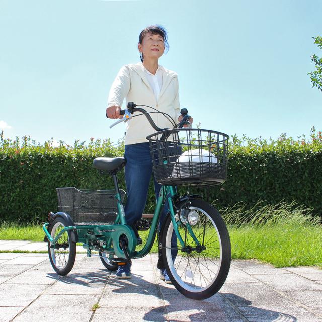 三輪自転車 L グリーン SWING CHARLIE MG-TRE20L [かご付き 前後かご