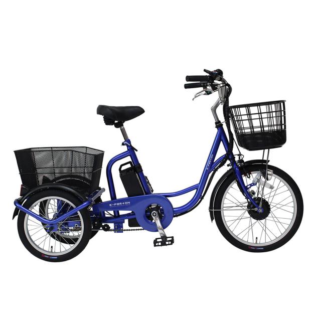 電動アシスト 三輪自転車 SB サファイアブルー E-PARTON  BEPN20SB [電動三輪自転車  電動自転車 充電式 バッテリー かご付き 前後かご シニア 高齢者 主婦 自転車本体 お客様組立品 mimugo 正規店 ミムゴ イーパートン ミムゴ]