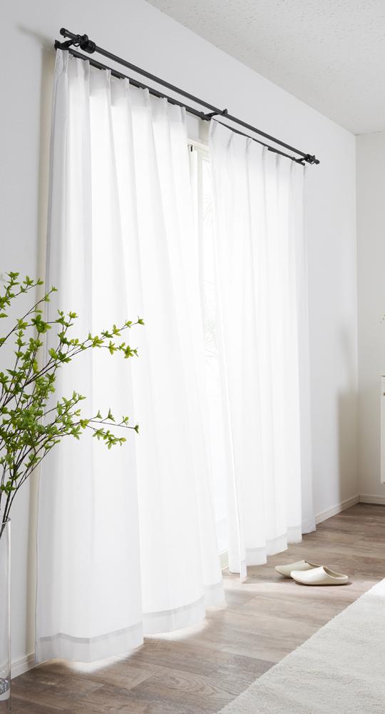 ミラーレースカーテン シフォン ホワイト 150×253cm 1枚組 日本製  [無地 寝室 リビング 遮熱 日差し 花粉 クレアール]の通販は