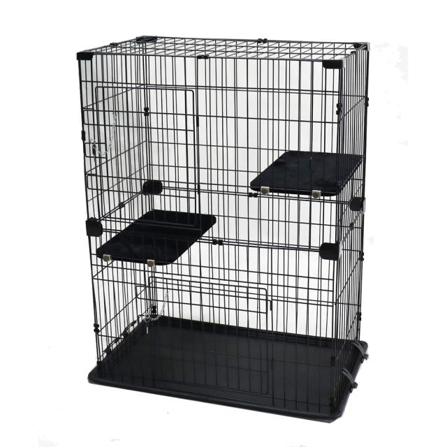 キャットケージ 2段 ブラック [ゲージ サークル 猫用ハウス 猫用品 黒 森光商店]