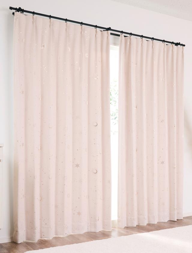 2級遮光カーテン 星柄 ピンク 150×100cm 1枚組 日本製  [ドレープ 洗濯OK フック付き クレアール]の通販は 5,899円
