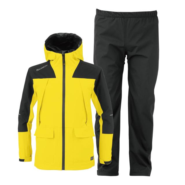 4WAYストレッチ レインスーツ イエロー (セットアップ) M     G-5410 [レインウェア 上下セット 反射テープ 多機能 コーコス信岡]