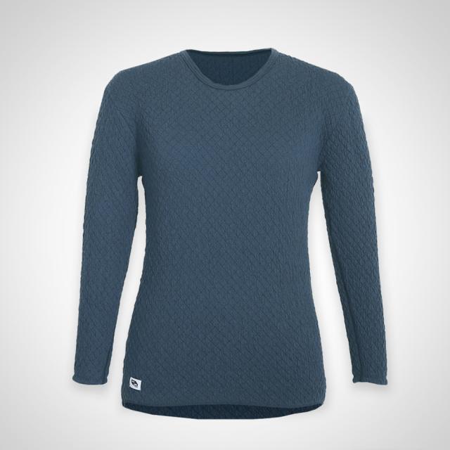 ひだまり 婦人用肌着 長袖 丸首 インナー M ネイビー チョモランマ 日本製 QMS821 [レディース アンダーウェア 保温 伸縮 冬用 健繊]