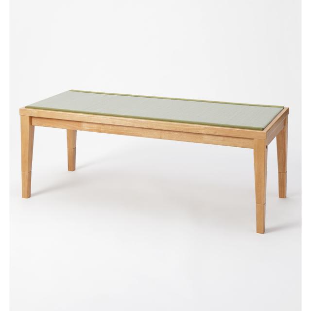 畳天然木ベンチ 120×50×45cm ナチュラル×樹脂製グリーン [ダイニングベンチ 畳ベンチ ベンチシート リビング 大島屋]