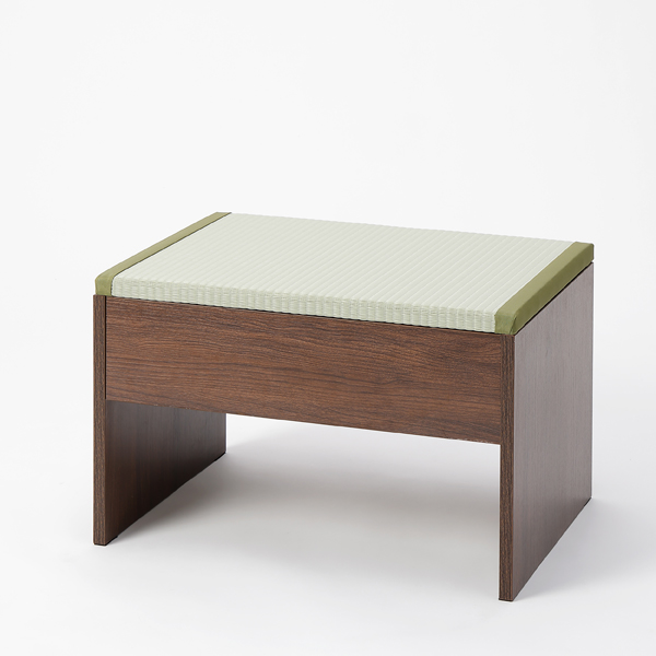 畳収納付きベンチ 60×43×39cm ブラウン×樹脂製グリーン [ダイニングベンチ 収納ボックス 座面収納 リビング 大島屋]