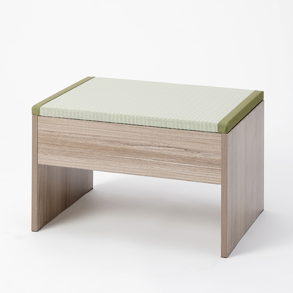 畳収納付きベンチ 60×43×39cm グレー×樹脂製グリーン [ダイニングベンチ 収納ボックス 座面収納 リビング 大島屋]