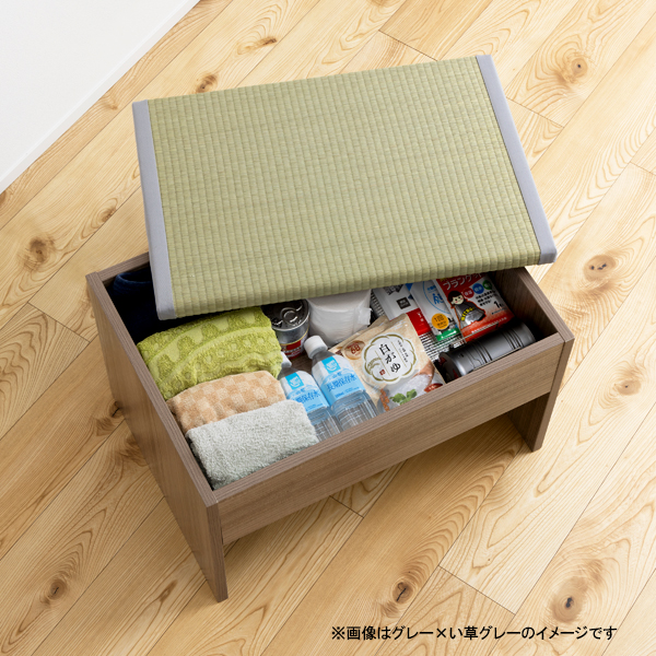 畳収納付きベンチ 60×43×39cm グレー×樹脂製グリーン [ダイニング