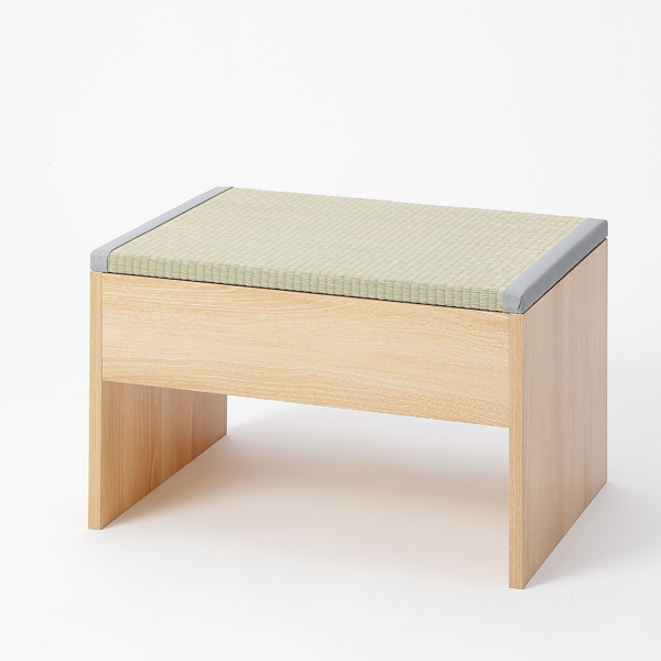 畳収納付きベンチ 60×43×39cm ナチュラル×い草グレー [ダイニングベンチ 収納ボックス 座面収納 リビング 大島屋]