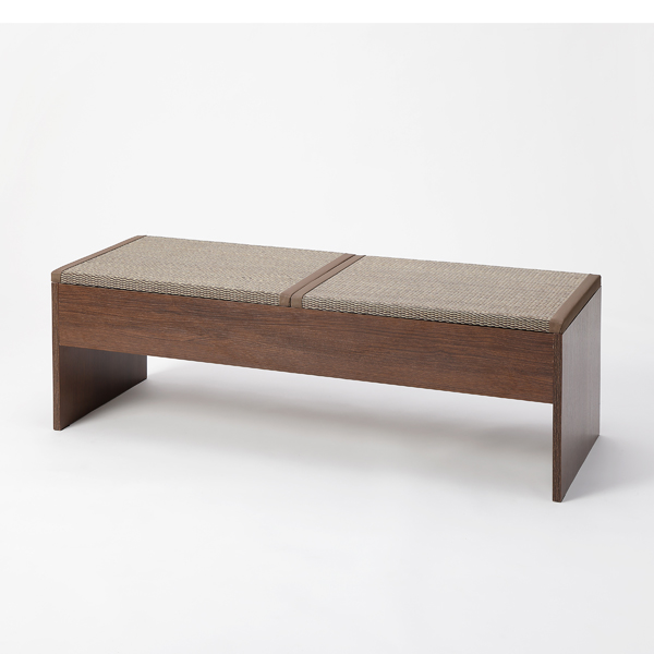 畳収納付きベンチ 120×43×39cm ブラウン×い草ブラウン [ダイニングベンチ 収納ボックス 座面収納 リビング 大島屋]