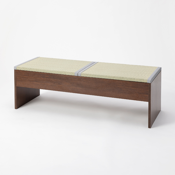 畳収納付きベンチ 120×43×39cm ブラウン×い草グレー [ダイニングベンチ 収納ボックス 座面収納 リビング 大島屋]