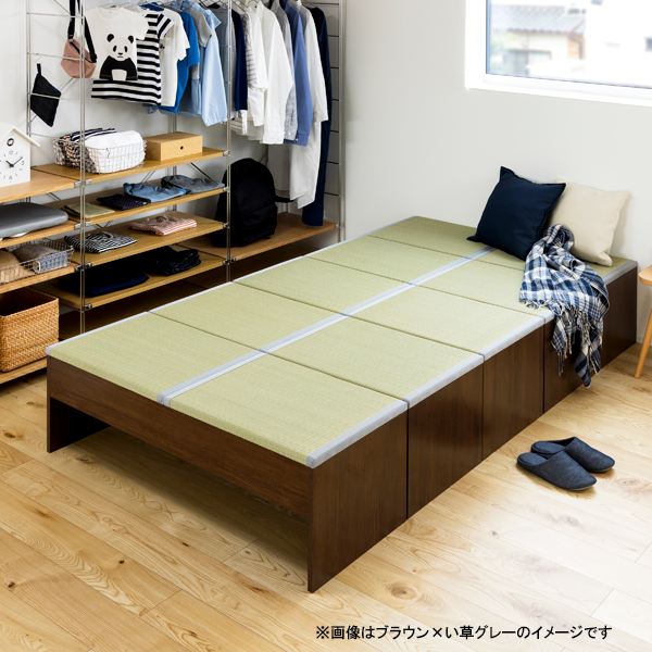 畳収納付きベンチ 120×43×39cm ブラウン×い草グレー [ダイニングベンチ 収納ボックス 座面収納 リビング 大島屋]_2