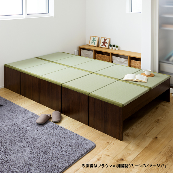 畳収納付きベンチ 120×43×39cm ブラウン×い草グレー [ダイニングベンチ 収納ボックス 座面収納 リビング 大島屋]_3