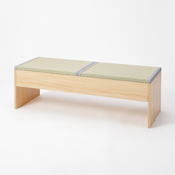 畳収納付きベンチ 120×43×39cm ナチュラル×い草グレー [ダイニングベンチ 収納ボックス 座面収納 リビング 大島屋]
