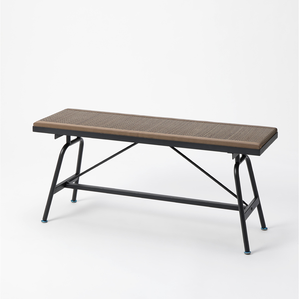 畳アイアンベンチ 100×30×45cm い草ブラウン [ダイニングベンチ 畳ベンチ リビング テラス 大島屋]