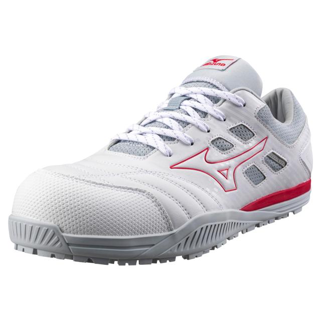 オールマイティ ワークシューズ 22.5cm ホワイト×レッド TDII 11 L F1GA230001225 ミズノ [ワーキング 作業靴 スニーカー ユニセックス ローカット 紐靴 軽量 衝撃吸収 クッション性 耐滑性 通気性 mizuno]