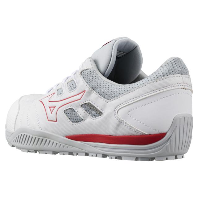 オールマイティ ワークシューズ 27.5cm ホワイト×レッド TDII 11 L F1GA230001275 ミズノ [ワーキング 作業靴 スニーカー ユニセックス ローカット 紐靴 軽量 衝撃吸収 クッション性 耐滑性 通気性 mizuno]