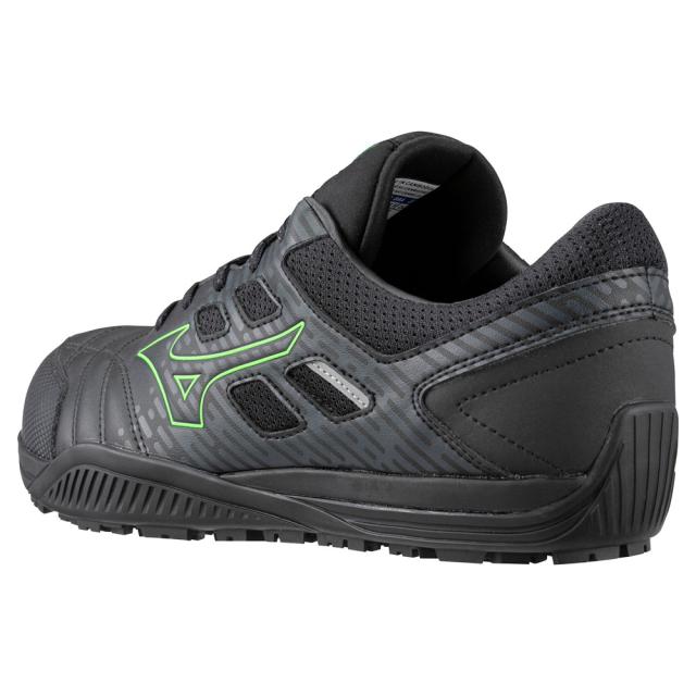 オールマイティ ワークシューズ 24.5cm ブラック×グリーン TDII 11 L F1GA230009245 ミズノ [ワーキング 作業靴 スニーカー ユニセックス ローカット 紐靴 軽量 衝撃吸収 クッション性 耐滑性 通気性 mizuno]