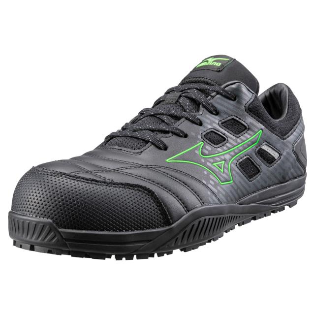オールマイティ ワークシューズ 25.5cm ブラック×グリーン TDII 11 L F1GA230009255 ミズノ [ワーキング 作業靴 スニーカー ユニセックス ローカット 紐靴 軽量 衝撃吸収 クッション性 耐滑性 通気性 mizuno]