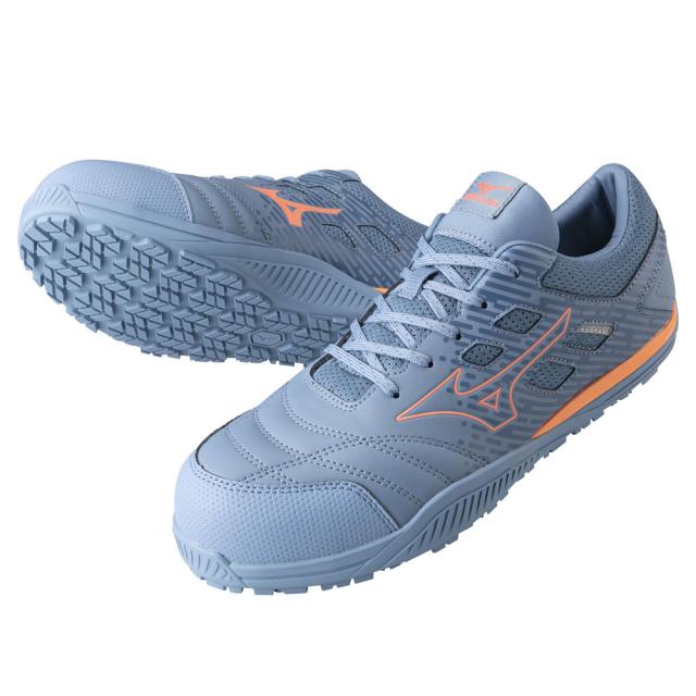 オールマイティ ワークシューズ 24.5cm ブルーグレー×コーラル TDII 11 L F1GA230027245 ミズノ [ワーキング 作業靴 スニーカー ユニセックス ローカット 紐靴 軽量 衝撃吸収 クッション性 耐滑性 通気性 mizuno]