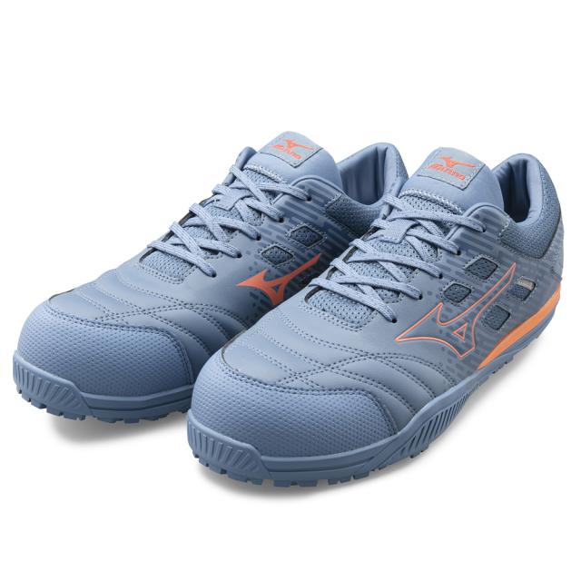オールマイティ ワークシューズ 26cm ブルーグレー×コーラル TDII 11 L F1GA230027260 ミズノ [ワーキング 作業靴 スニーカー ユニセックス ローカット 紐靴 軽量 衝撃吸収 クッション性 耐滑性 通気性 mizuno]