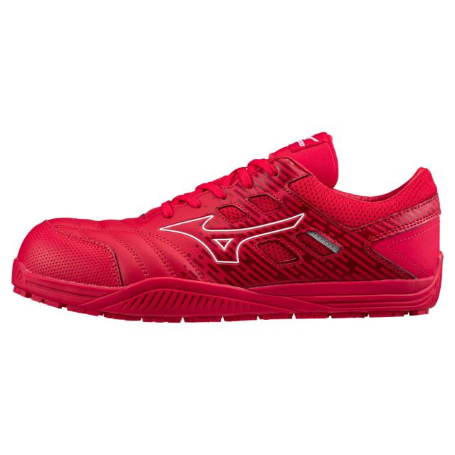 オールマイティ ワークシューズ 26.5cm レッド×ホワイト TDII 11 L F1GA230062265 ミズノ [ワーキング 作業靴 スニーカー ユニセックス ローカット 紐靴 軽量 衝撃吸収 クッション性 耐滑性 通気性 mizuno]