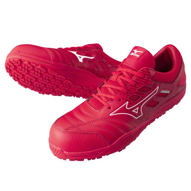 オールマイティ ワークシューズ 27.5cm レッド×ホワイト TDII 11 L F1GA230062275 ミズノ [ワーキング 作業靴 スニーカー ユニセックス ローカット 紐靴 軽量 衝撃吸収 クッション性 耐滑性 通気性 mizuno]