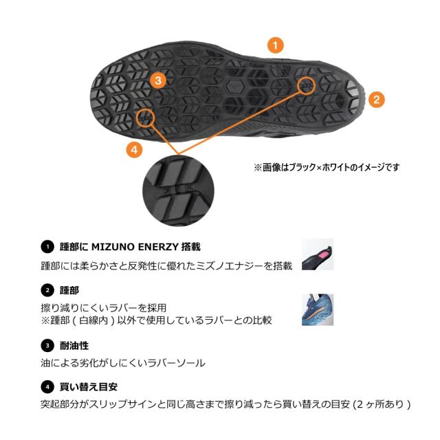 オールマイティ ワークシューズ 26.5cm ブラック×ホワイト TDII 22 L F1GA230109265 ミズノ [ワーキング スニーカー 作業靴 ユニセックス ローカット ベルト靴 軽量 ]