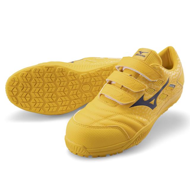 オールマイティ ワークシューズ 24.5cm イエロー×ネイビー TDII 22 L F1GA230145245 ミズノ [ワーキング スニーカー 作業靴 ユニセックス ローカット ベルト靴 軽量 ]