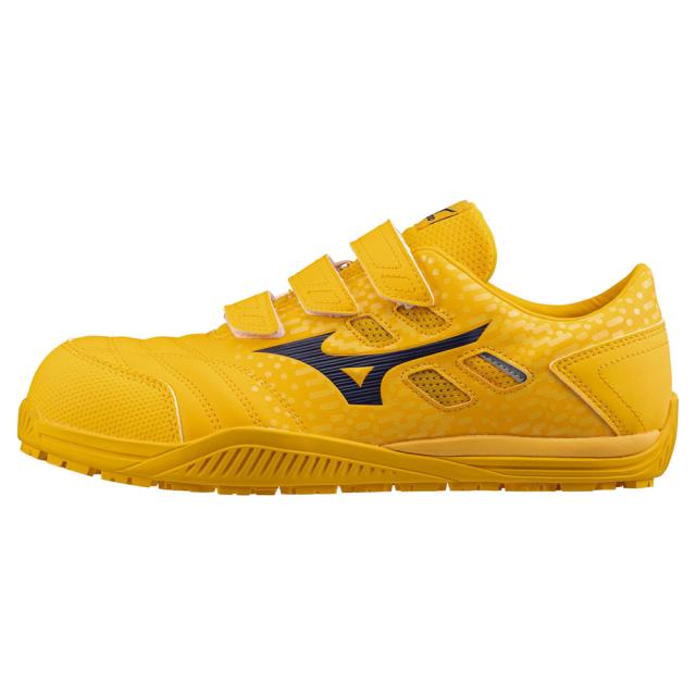 オールマイティ ワークシューズ 25.5cm イエロー×ネイビー TDII 22 L F1GA230145255 ミズノ [ワーキング スニーカー 作業靴 ユニセックス ローカット ベルト靴 軽量 ]
