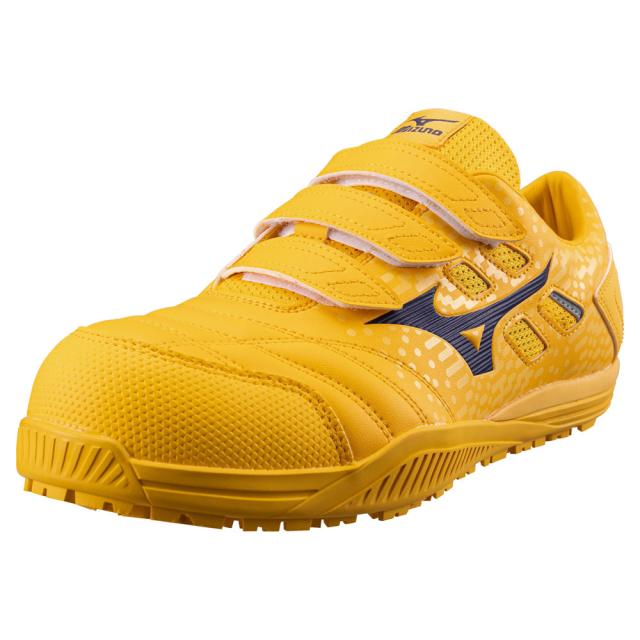 オールマイティ ワークシューズ 27.5cm イエロー×ネイビー TDII 22 L F1GA230145275 ミズノ [ワーキング スニーカー 作業靴 ユニセックス ローカット ベルト靴 軽量 ]