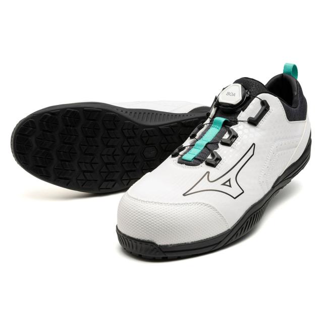 オールマイティ ワークシューズ 25.5cm ホワイト×ブラック TD II 51L BOA F1GA240201255 ミズノ [ワーキング 作業靴 スニーカー 白 ローカット ダイヤル靴 ボアフィット 軽量 衝撃吸収 クッション性 耐滑性 通気性 ユニセックス mizuno]