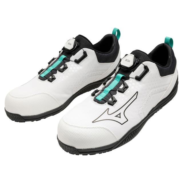 オールマイティ ワークシューズ 26.5cm ホワイト×ブラック TD II 51L BOA F1GA240201265 ミズノ [ワーキング 作業靴 スニーカー 白 ローカット ダイヤル靴 ボアフィット 軽量 衝撃吸収 クッション性 耐滑性 通気性 ユニセックス mizuno]