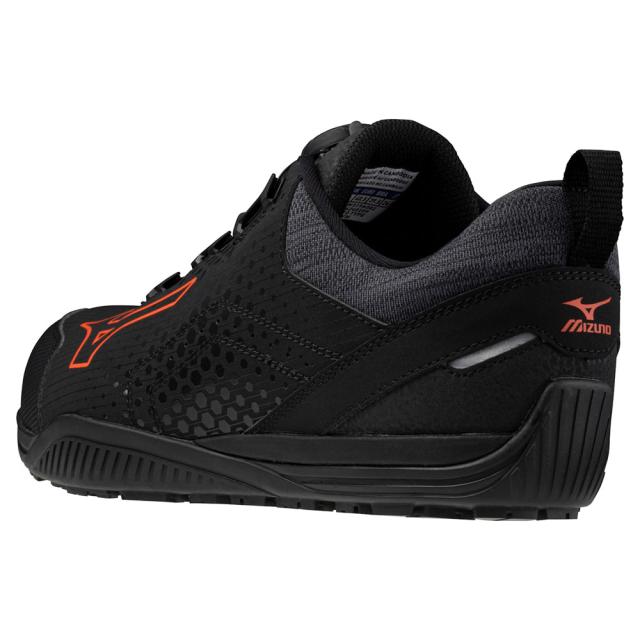 オールマイティ ワークシューズ 25.5cm ブラック×オレンジ TD II 51L BOA F1GA240209255 ミズノ [ワーキング 作業靴 スニーカー 黒 ローカット ダイヤル靴 ボアフィット 軽量 衝撃吸収 クッション性 耐滑性 通気性 ユニセックス mizuno]