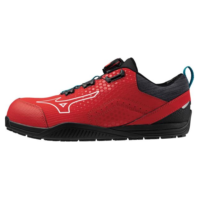 オールマイティ ワークシューズ 24.5cm レッド×ホワイト TD II 51L BOA F1GA240262245 ミズノ [ワーキング 作業靴 スニーカー 赤 ローカット ダイヤル靴 ボアフィット 軽量 衝撃吸収 クッション性 耐滑性 通気性 ユニセックス mizuno]