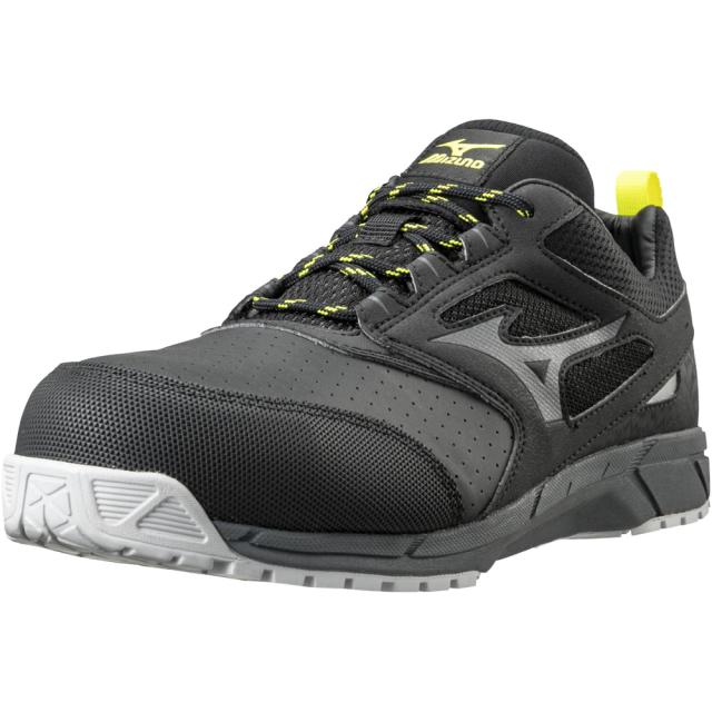 オールマイティ ワークシューズ 22.5cm ブラック×ダークグレー AS 15 L F1GA200209225 ミズノ [作業靴 静電気帯電防止 ワーキング スニーカー ユニセックス ローカット 紐靴 軽量 ]