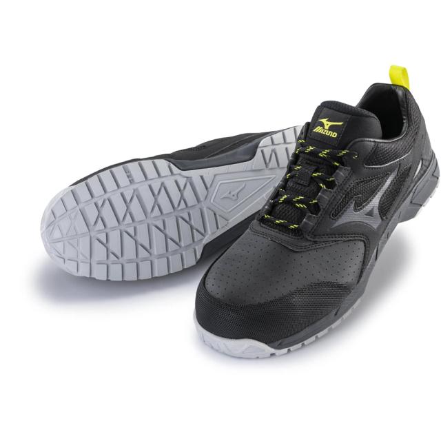 オールマイティ ワークシューズ 23.5cm ブラック×ダークグレー AS 15 L F1GA200209235 ミズノ [作業靴 静電気帯電防止 ワーキング スニーカー ユニセックス ローカット 紐靴 軽量 ]