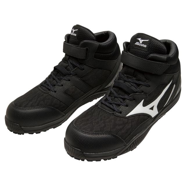 オールマイティ ワークシューズ 24.5cm ブラック×ホワイト SDII 13 H F1GA230709245 ミズノ [ワーキング スニーカー ユニセックス ハイカット 紐靴 ベルト靴 軽量 ]