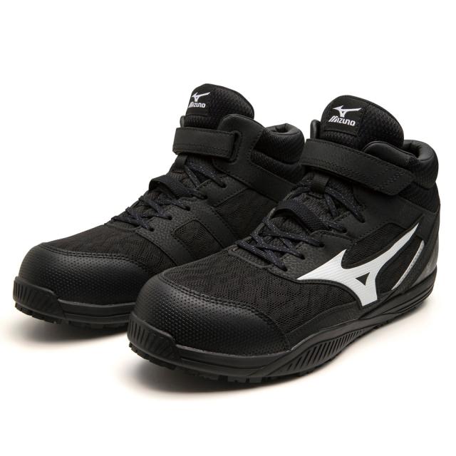オールマイティ ワークシューズ 25cm ブラック×ホワイト SDII 13 H F1GA230709250 ミズノ [ワーキング スニーカー ユニセックス ハイカット 紐靴 ベルト靴 軽量 ]の通販は